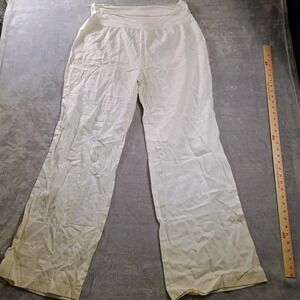 Love Tree Dress Pants Womens 3X White Linen Wide Leg Pull On Stretch Casual